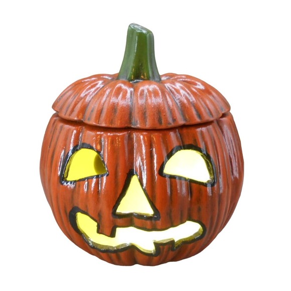 Vintage Jack O'Lantern Halloween Pumpkin 5" Round 5.5" Tall w/Hole for Light - Picture 1 of 10
